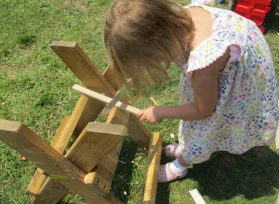 Sawing on the saw horse